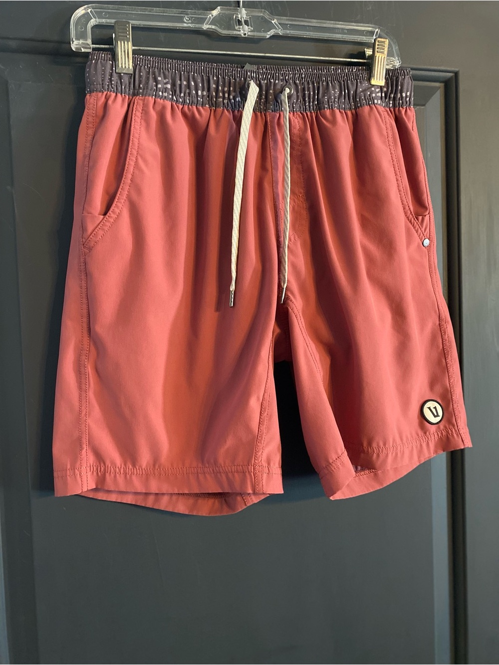 Vuori Coral Swim Trunks with Contrast Navy Waistband